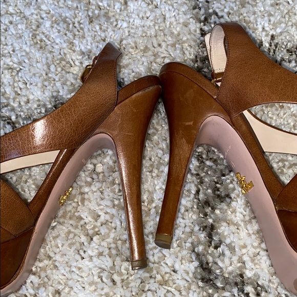 Prada Platform Tan Criss Cross Slingbacks! Mint! - Picture 3 of 9
